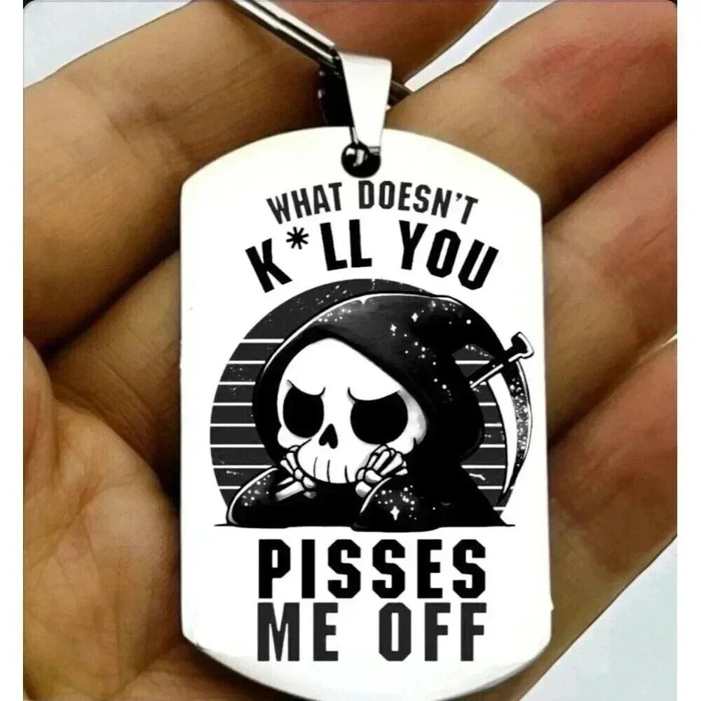 Reaper Is Angry Hot Funny Cute Horror Skelton Keychain
